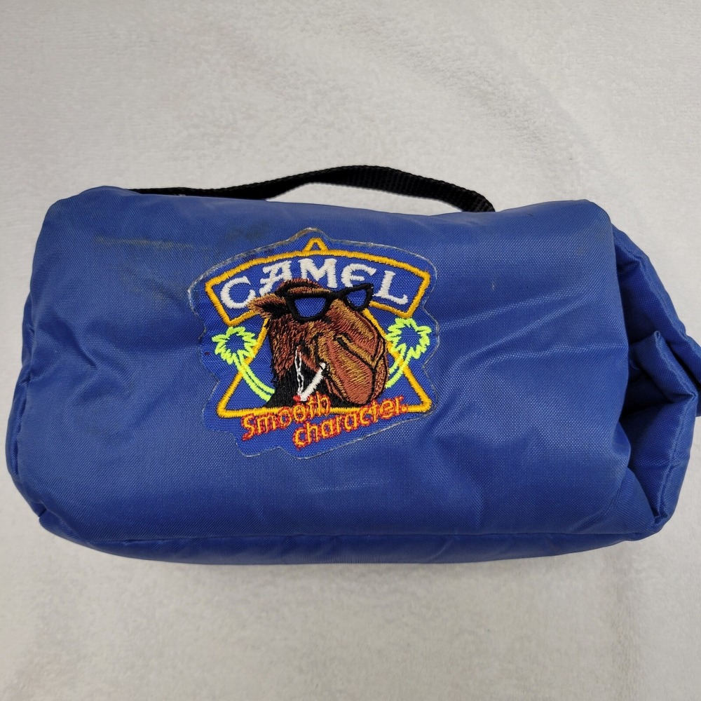 Vtg 90's Smooth Character Camel Cigarettes Kool Pak Handl Hook & Loop Bag Blue